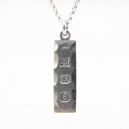 Vintage 1979 Birmingham Hallmarked Solid Sterling Silver Ingot Bar Pendant 4.2g 12