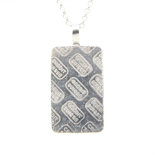 Vintage Credit Suisse Solid 10g 999 Fine Silver Ingot Bar Pendant for Chain Necklace