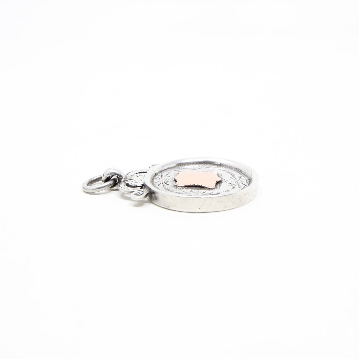 Antique 1931 Chester Hallmarked Solid Sterling Silver 9ct 9k Gold Watch Fob Medal Pendant