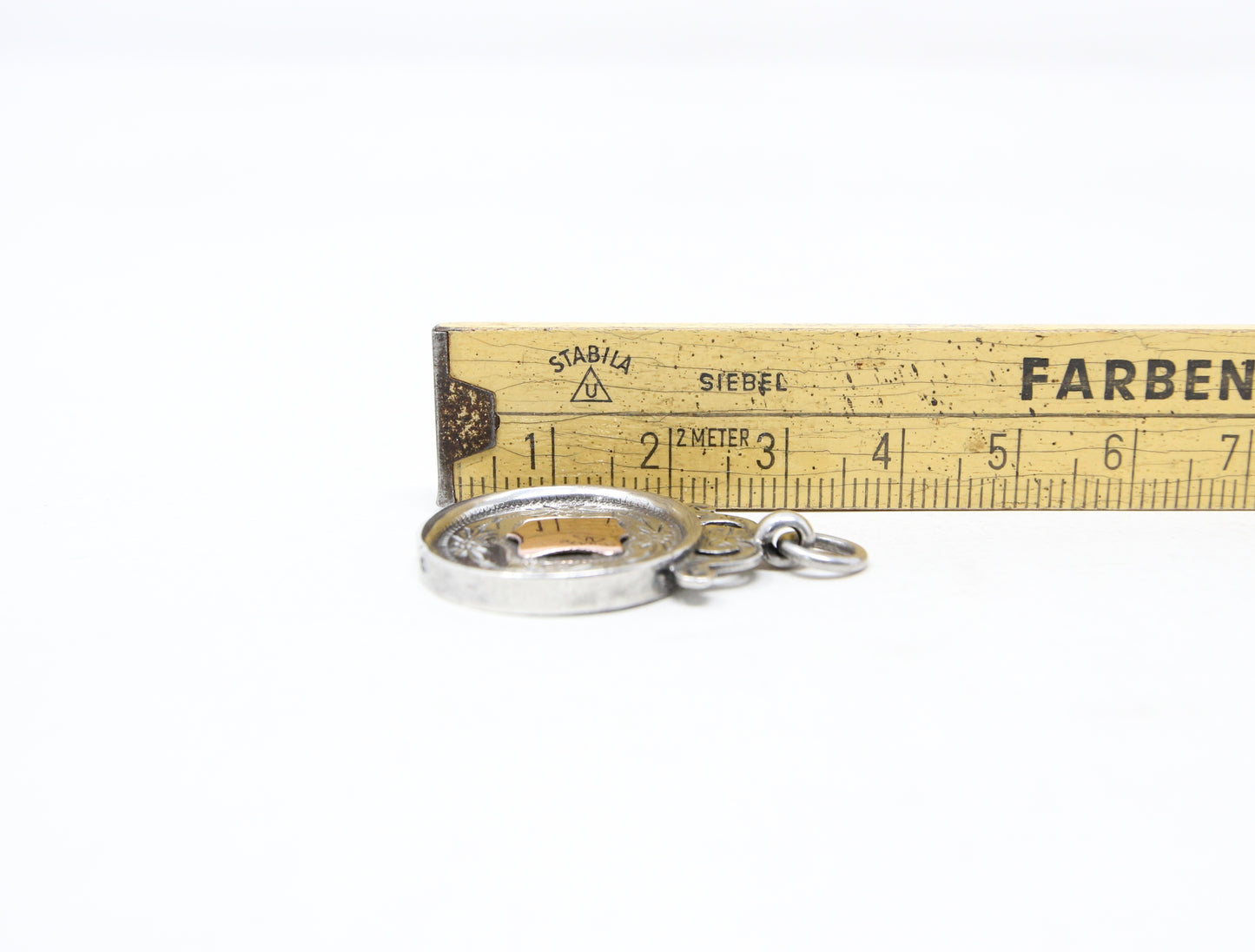 Antique 1931 Chester Hallmarked Solid Sterling Silver 9ct 9k Gold Watch Fob Medal Pendant