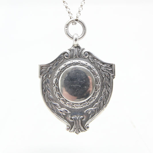 Vintage 1945 English Hallmarked WW2 Victory Solid Sterling Silver Watch Fob Medal Pendant