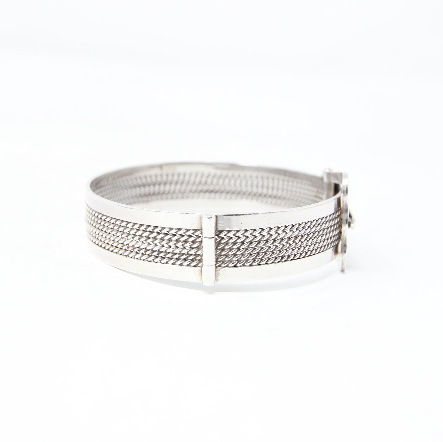 Vintage 1982 Hallmarked Solid Sterling Silver Buckle Bangle Cuff Bracelet 22g