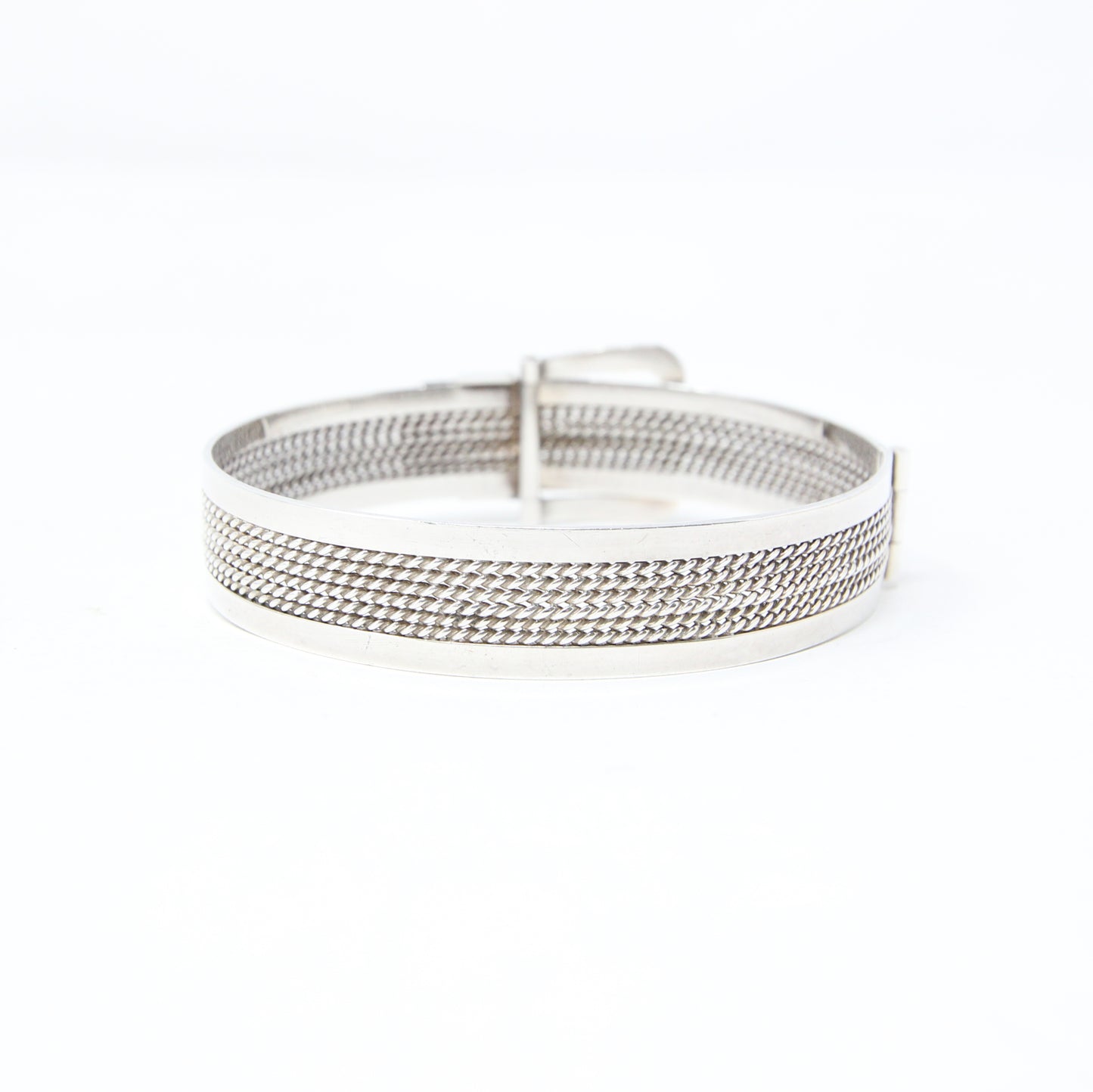 Vintage 1982 Hallmarked Solid Sterling Silver Buckle Bangle Cuff Bracelet 22g