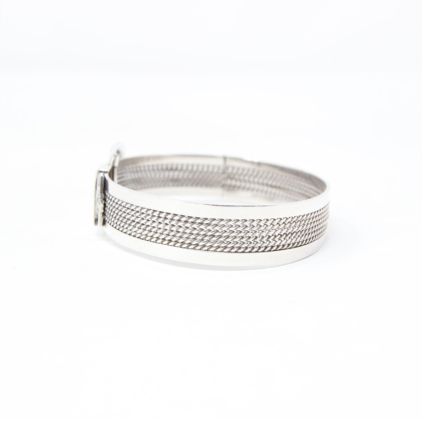 Vintage 1982 Hallmarked Solid Sterling Silver Buckle Bangle Cuff Bracelet 22g