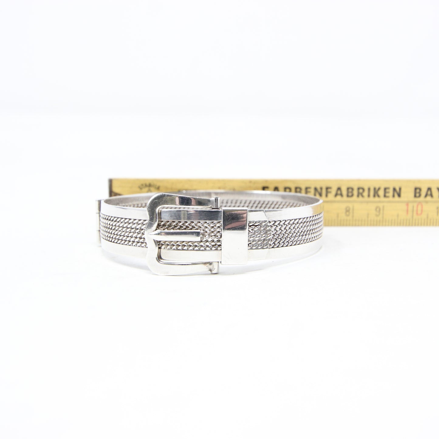 Vintage 1982 Hallmarked Solid Sterling Silver Buckle Bangle Cuff Bracelet 22g