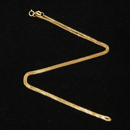 Vintage 1980's Hallmarked Solid 18ct 18k Gold Curb Chain Necklace 17.75''