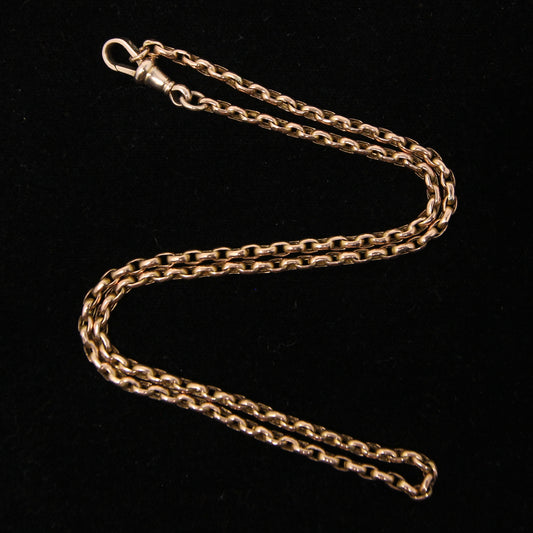Antique Victorian Hallmarked Solid 9ct 9k Rose Gold Facetted Belcher Chain Necklace 17.5''