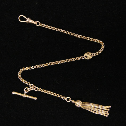 Antique Victorian Solid 7.2ct Gold Fancy Albertina Watch Chain Bracelet 8.6''