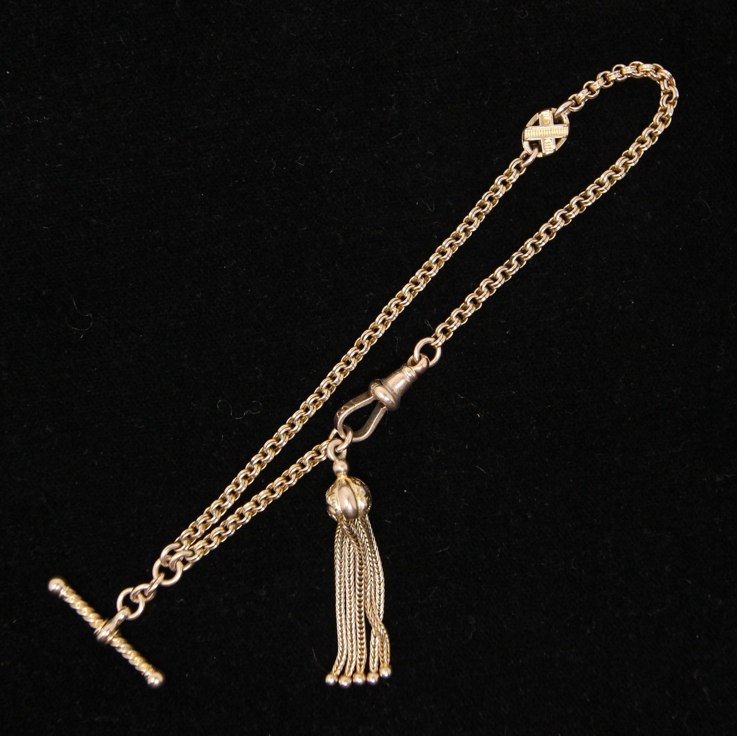 Antique Victorian Solid 7.2ct Gold Fancy Albertina Watch Chain Bracelet 8.6''