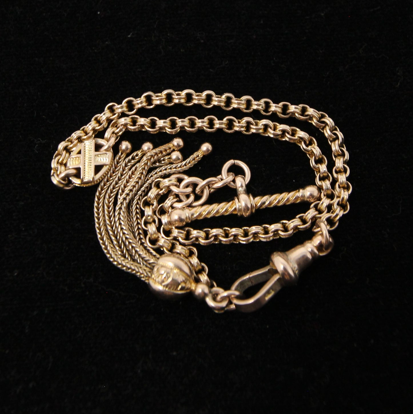 Antique Victorian Solid 7.2ct Gold Fancy Albertina Watch Chain Bracelet 8.6''