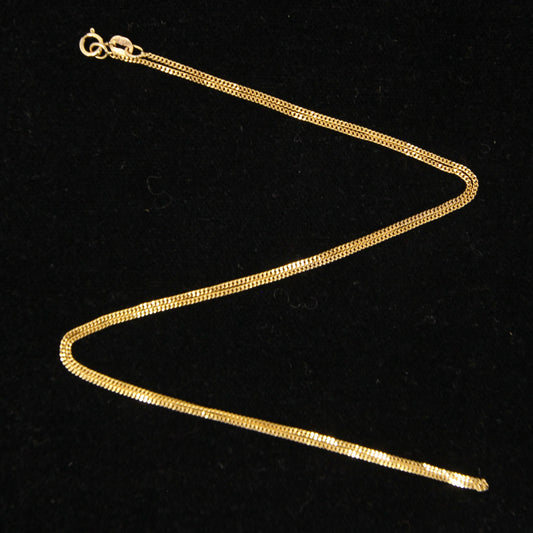 Vintage 1980's IBB Hallmarked Solid 9ct 9k Gold Curb Chain Necklace 18''