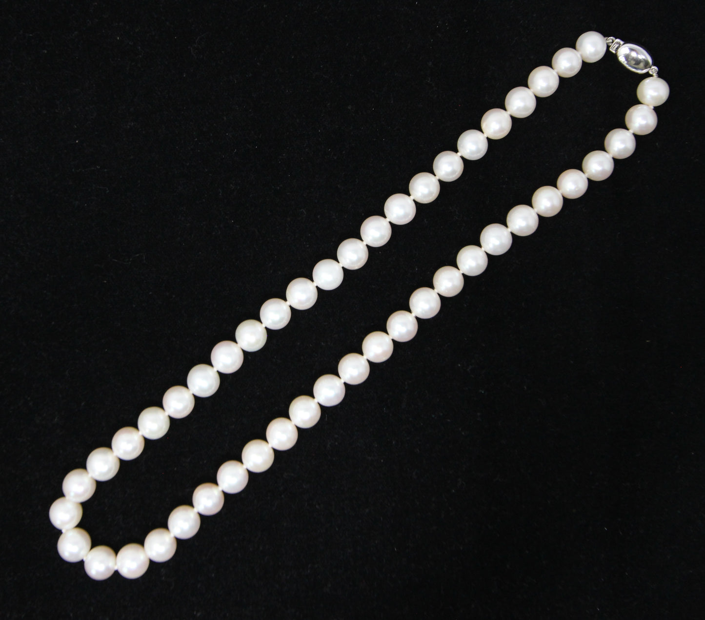 Vintage Hallmarked Solid 9ct 9k White Gold Clasp Knotted Large Cultured Pearl Necklace 17.5'' 45g