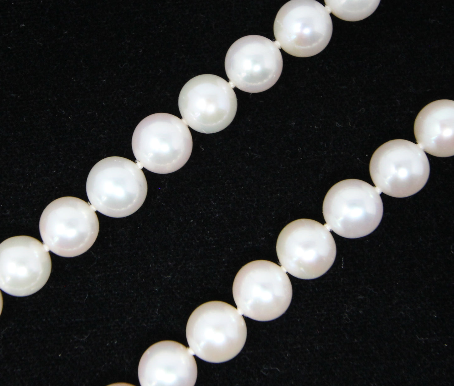 Vintage Hallmarked Solid 9ct 9k White Gold Clasp Knotted Large Cultured Pearl Necklace 17.5'' 45g