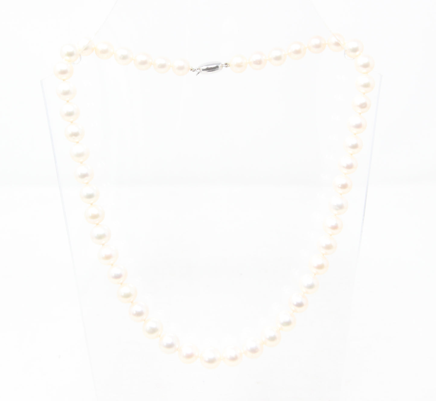 Vintage Hallmarked Solid 9ct 9k White Gold Clasp Knotted Large Cultured Pearl Necklace 17.5'' 45g