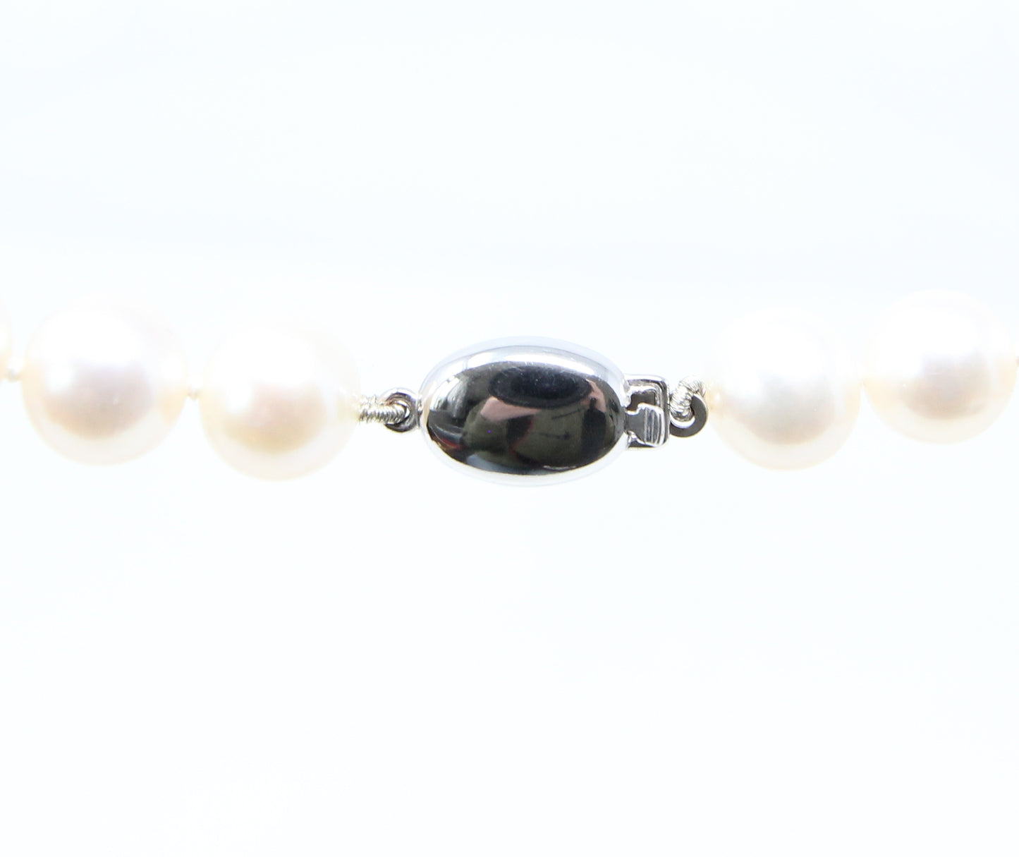 Vintage Hallmarked Solid 9ct 9k White Gold Clasp Knotted Large Cultured Pearl Necklace 17.5'' 45g