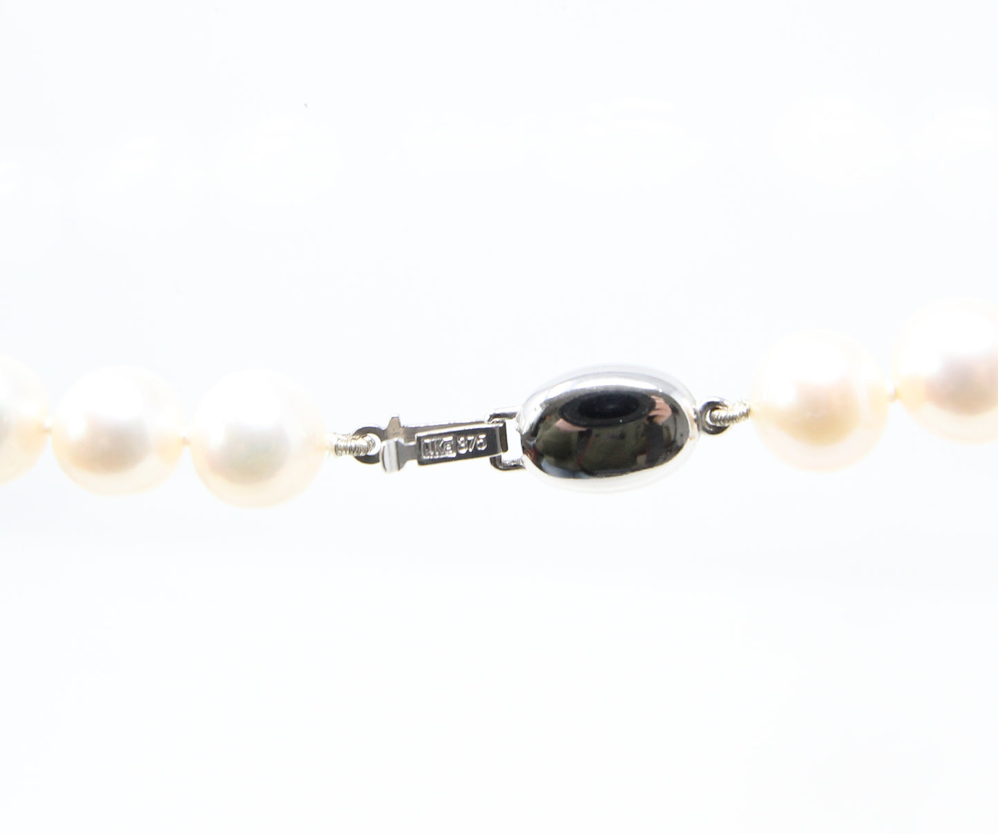 Vintage Hallmarked Solid 9ct 9k White Gold Clasp Knotted Large Cultured Pearl Necklace 17.5'' 45g