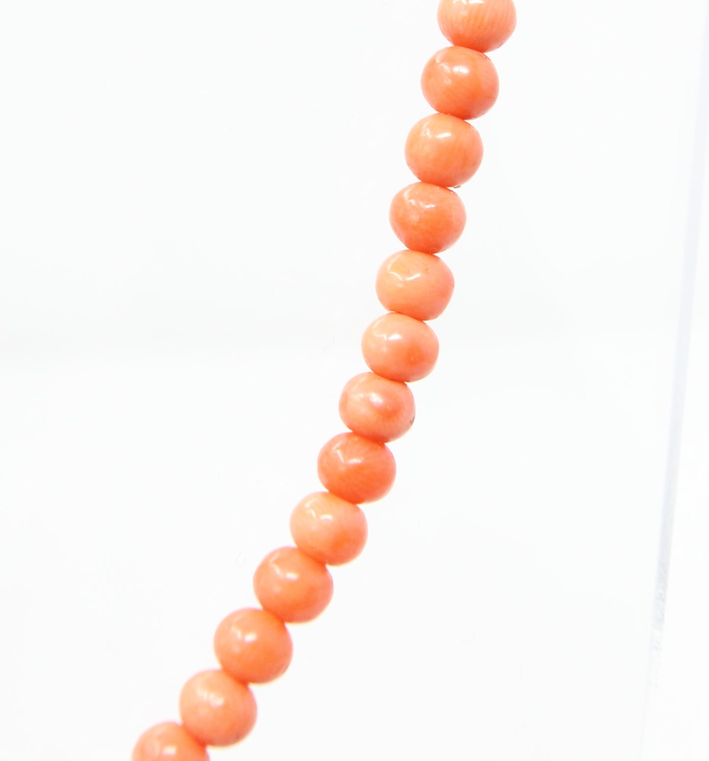 Antique Victorian 9ct 9k Rolled Gold Barrel Clasp Salmon Coral Bead Necklace Choker Child 13.75''