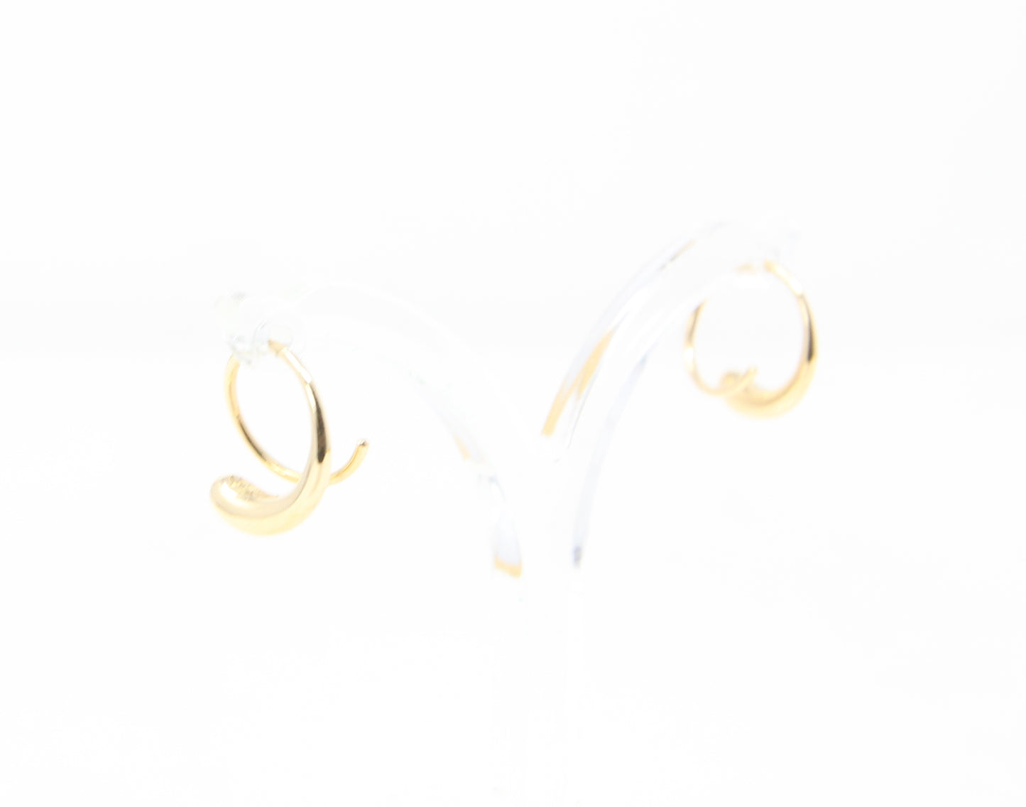 Vintage Georg Jensen Hallmarked Solid 18ct 18k Gold Mercy Hoop Huggie Earrings Hoops in Box