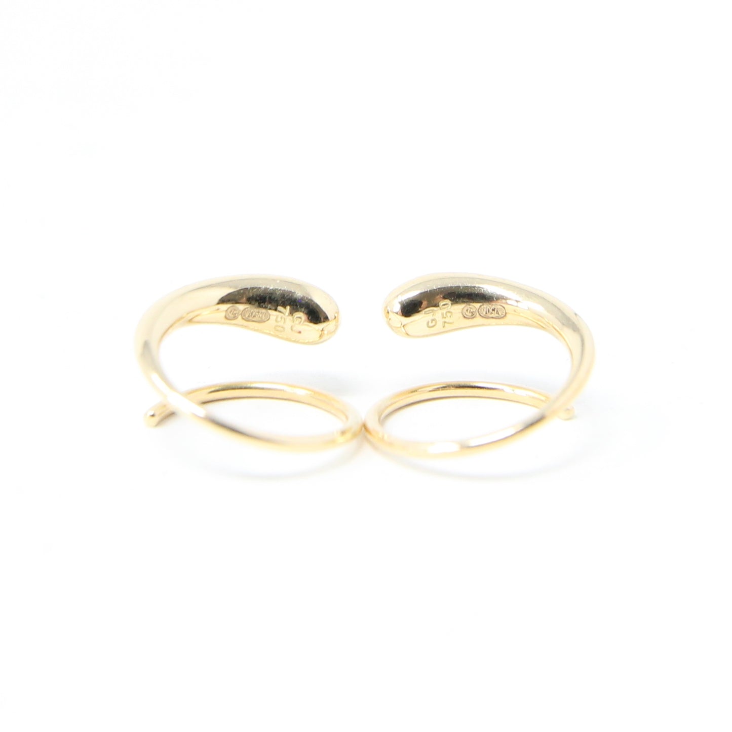 Vintage Georg Jensen Hallmarked Solid 18ct 18k Gold Mercy Hoop Huggie Earrings Hoops in Box