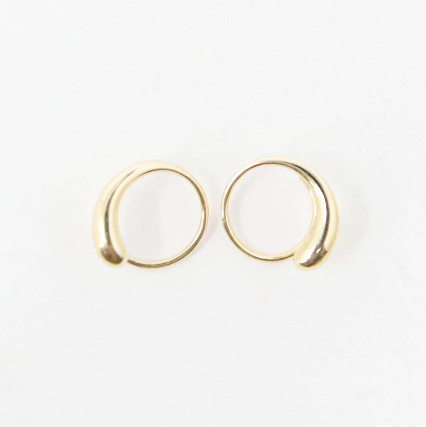 Vintage Georg Jensen Hallmarked Solid 18ct 18k Gold Mercy Hoop Huggie Earrings Hoops in Box