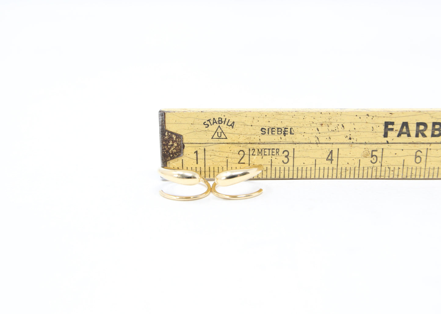 Vintage Georg Jensen Hallmarked Solid 18ct 18k Gold Mercy Hoop Huggie Earrings Hoops in Box