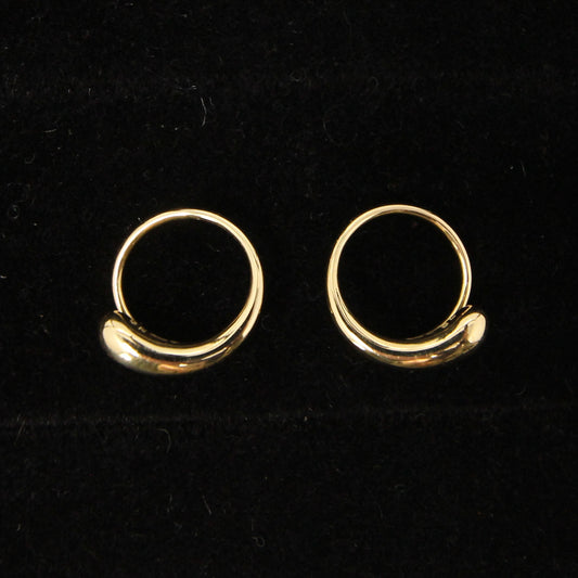 Vintage Geog Jensen Hallmarked Solid 18ct 18k Gold Mercy Hoop Huggie Earrings Hoops in Box