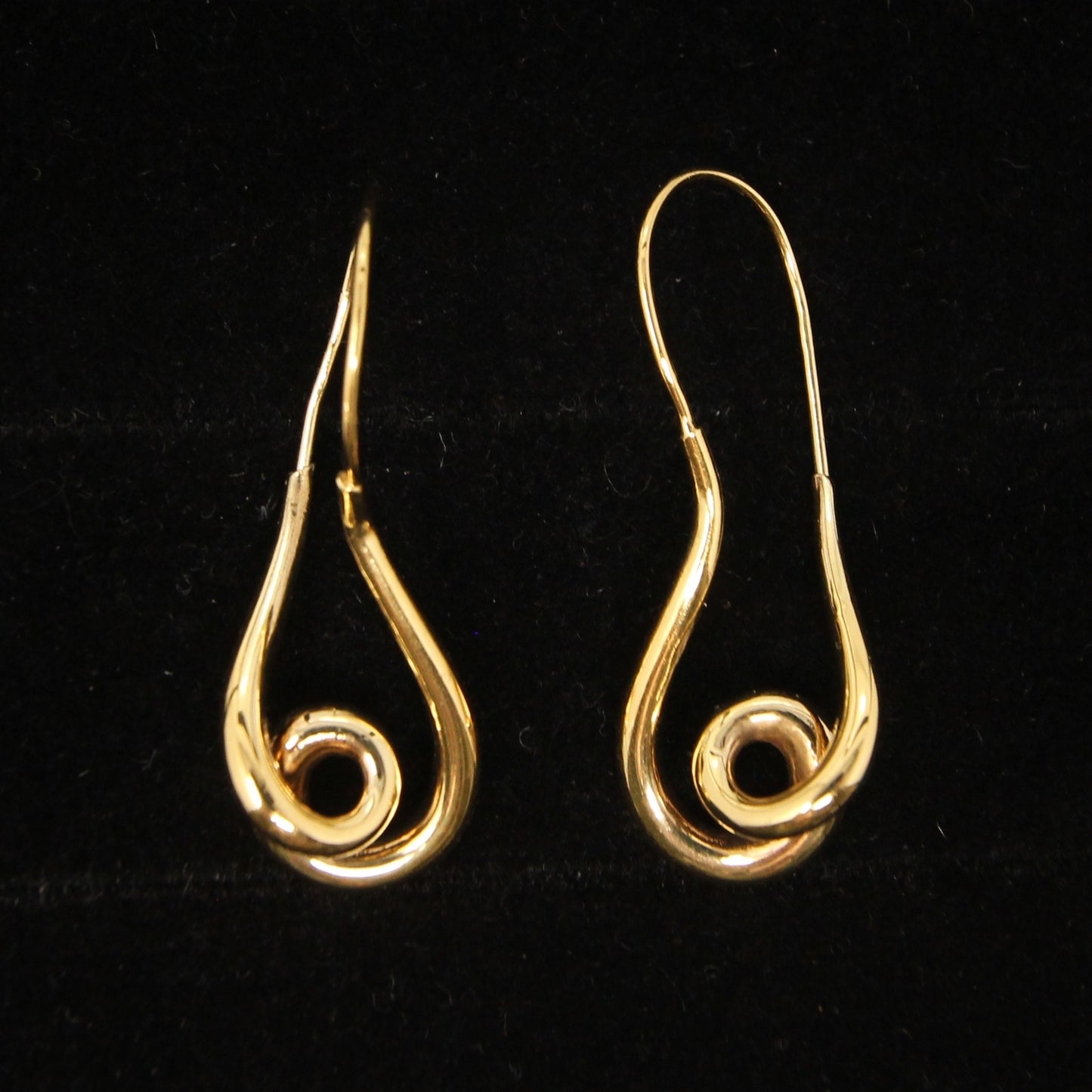 Vintage Franz Breuning Hallmarked Solid 14ct 14k Gold Large Swirl Hoop Earrings Hoops 3.45g