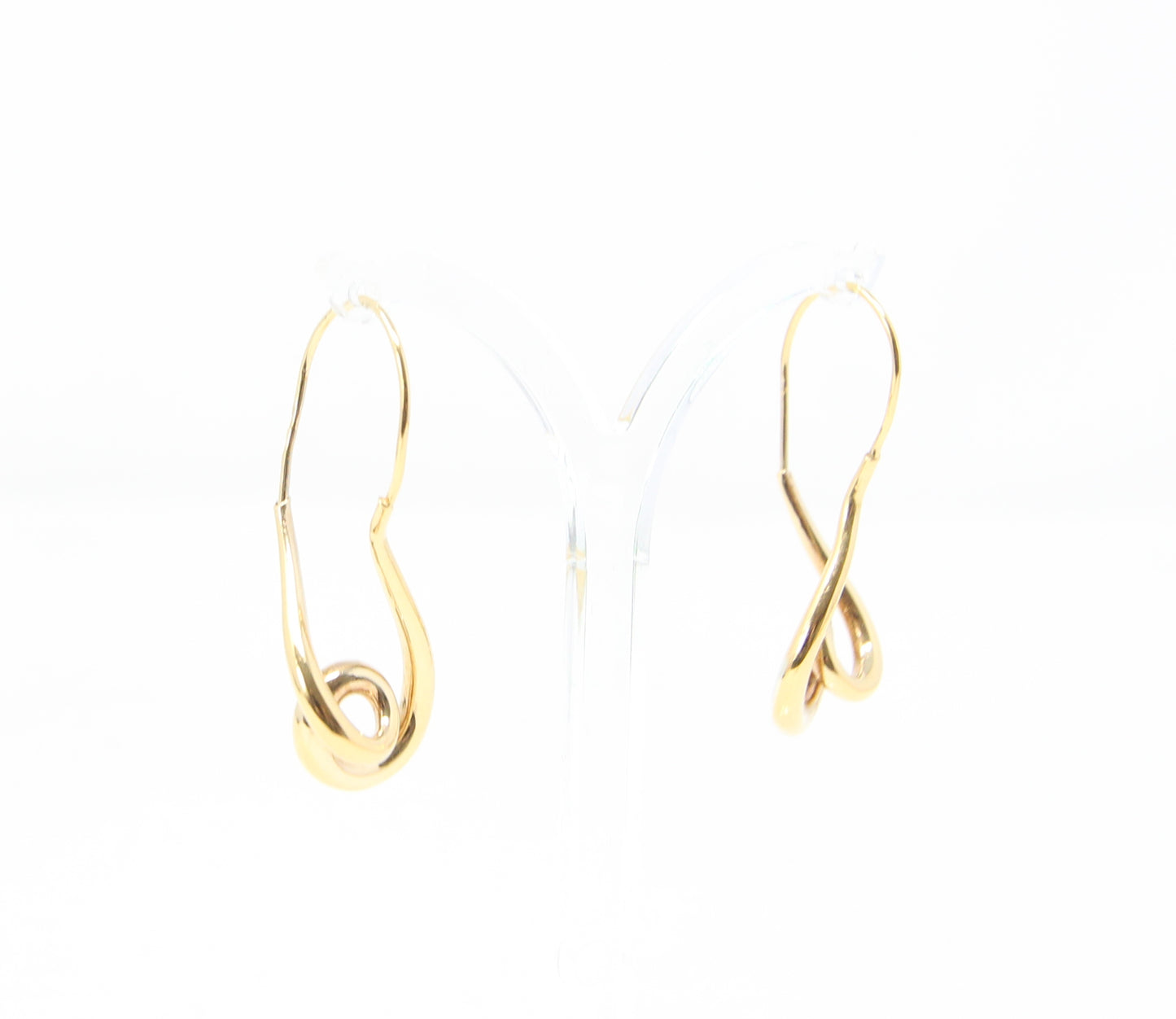 Vintage Franz Breuning Hallmarked Solid 14ct 14k Gold Large Swirl Hoop Earrings Hoops 3.45g