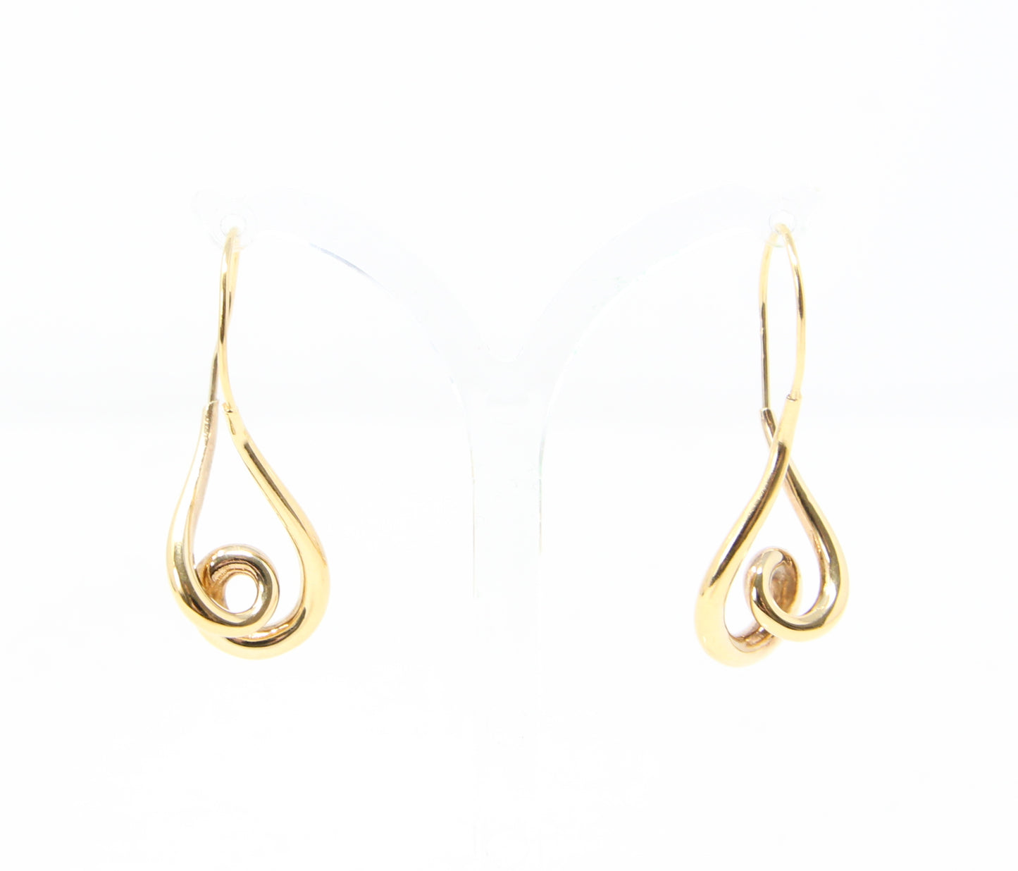 Vintage Franz Breuning Hallmarked Solid 14ct 14k Gold Large Swirl Hoop Earrings Hoops 3.45g