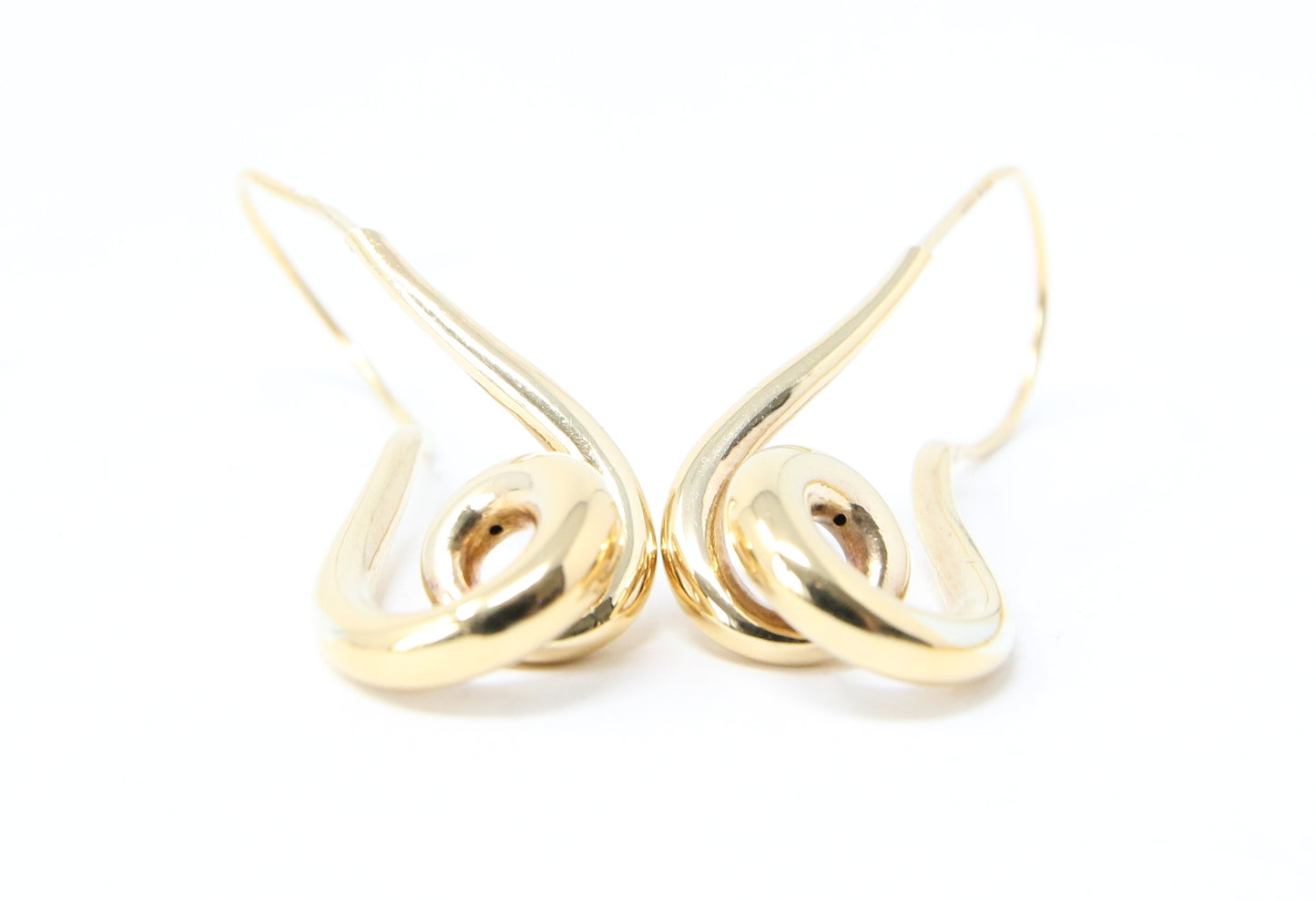 Vintage Franz Breuning Hallmarked Solid 14ct 14k Gold Large Swirl Hoop Earrings Hoops 3.45g