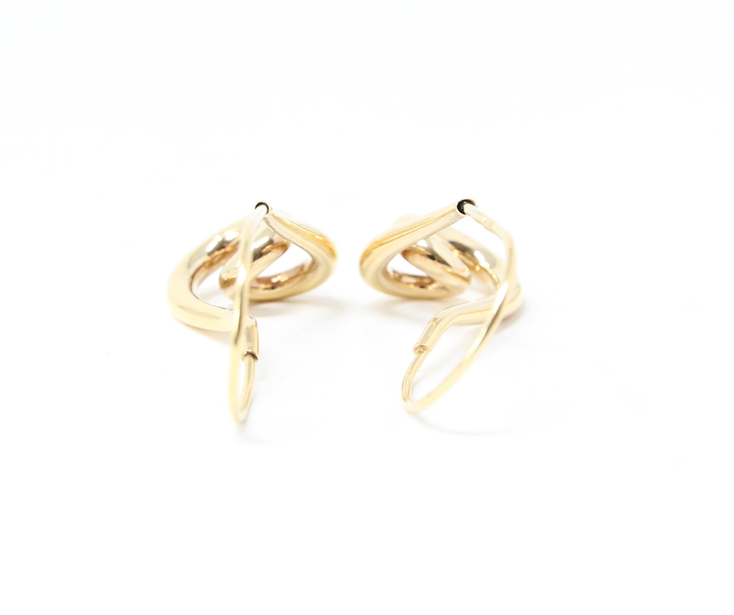 Vintage Franz Breuning Hallmarked Solid 14ct 14k Gold Large Swirl Hoop Earrings Hoops 3.45g