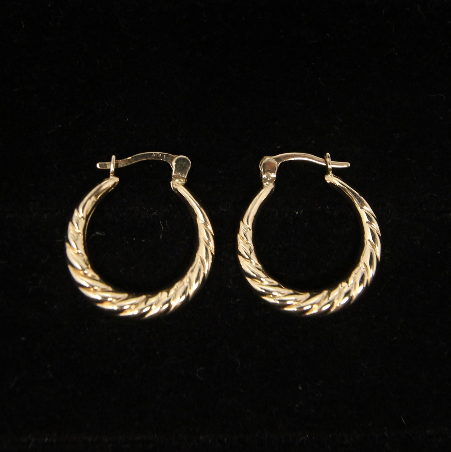 Vintage Hallmarked Solid 9ct 9k Gold Round Criossant Hoop Earrings Hoops