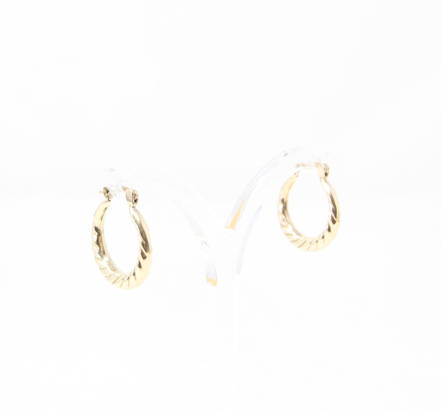 Vintage Hallmarked Solid 9ct 9k Gold Round Criossant Hoop Earrings Hoops