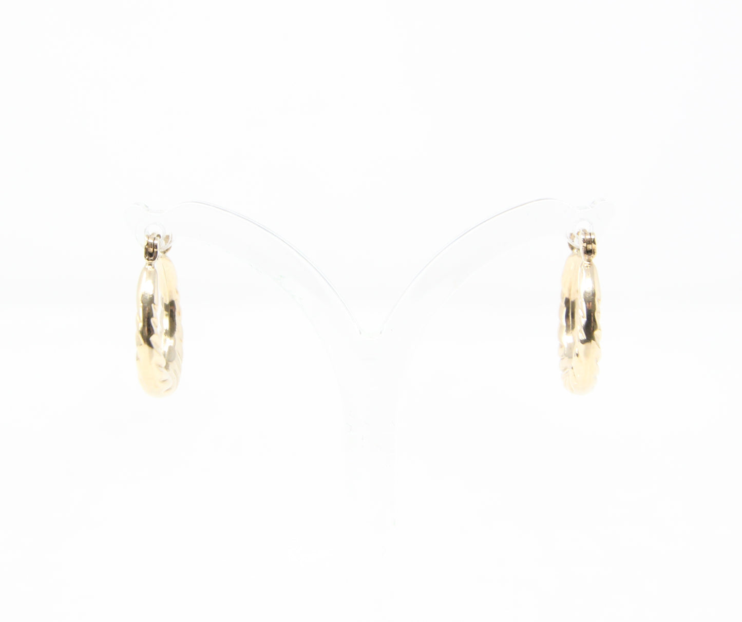 Vintage Hallmarked Solid 9ct 9k Gold Round Criossant Hoop Earrings Hoops