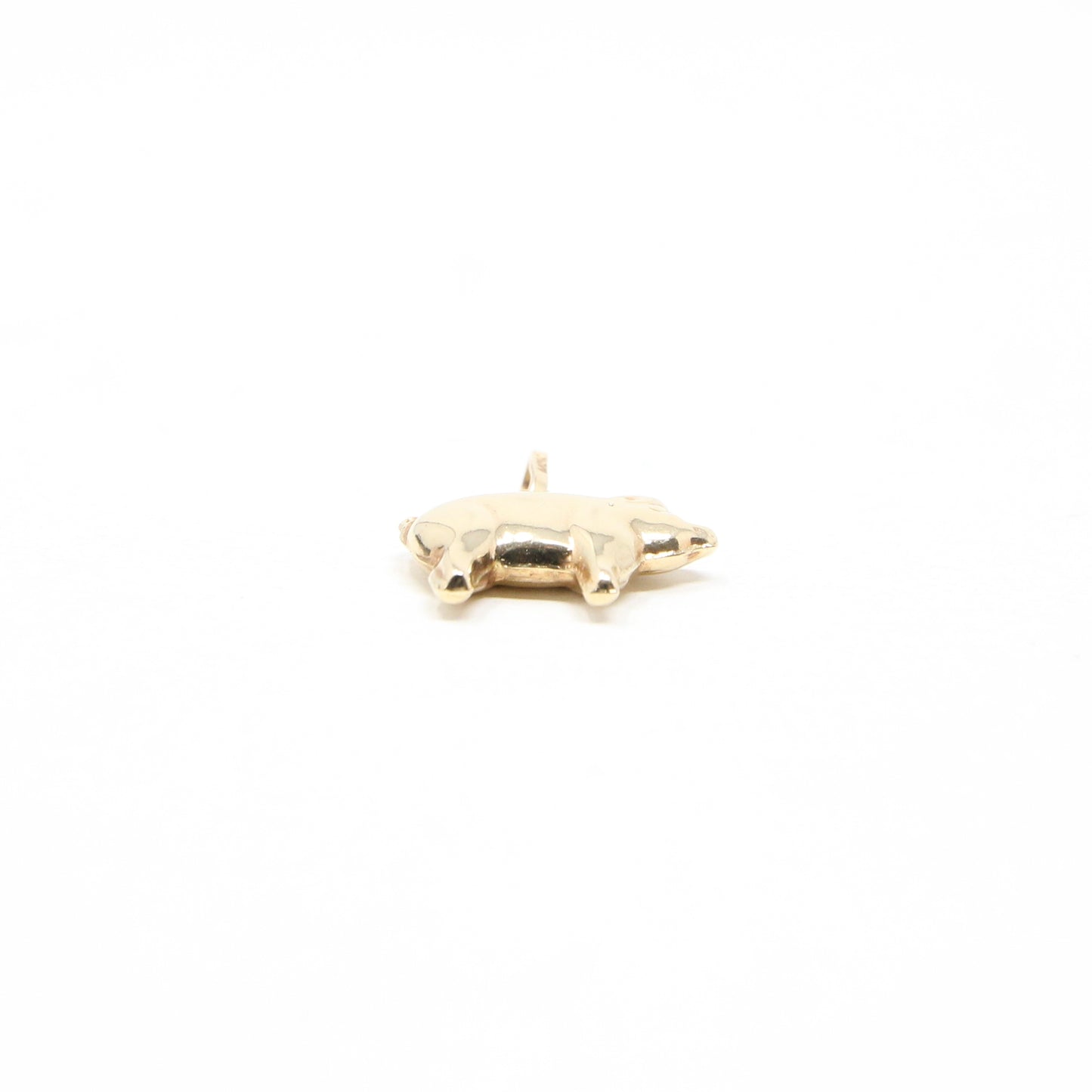 Vintage 1980's Hallmarked Solid 18ct 18k Gold Puffy Lucky Pig Pendant Charm