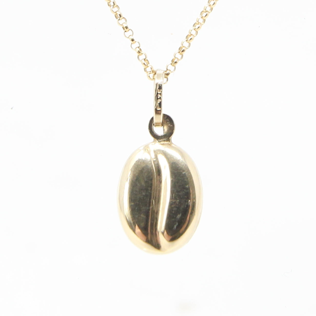 Vintage 1980's Hallmarked Solid 9ct 9k Gold Coffee Bean Pendant