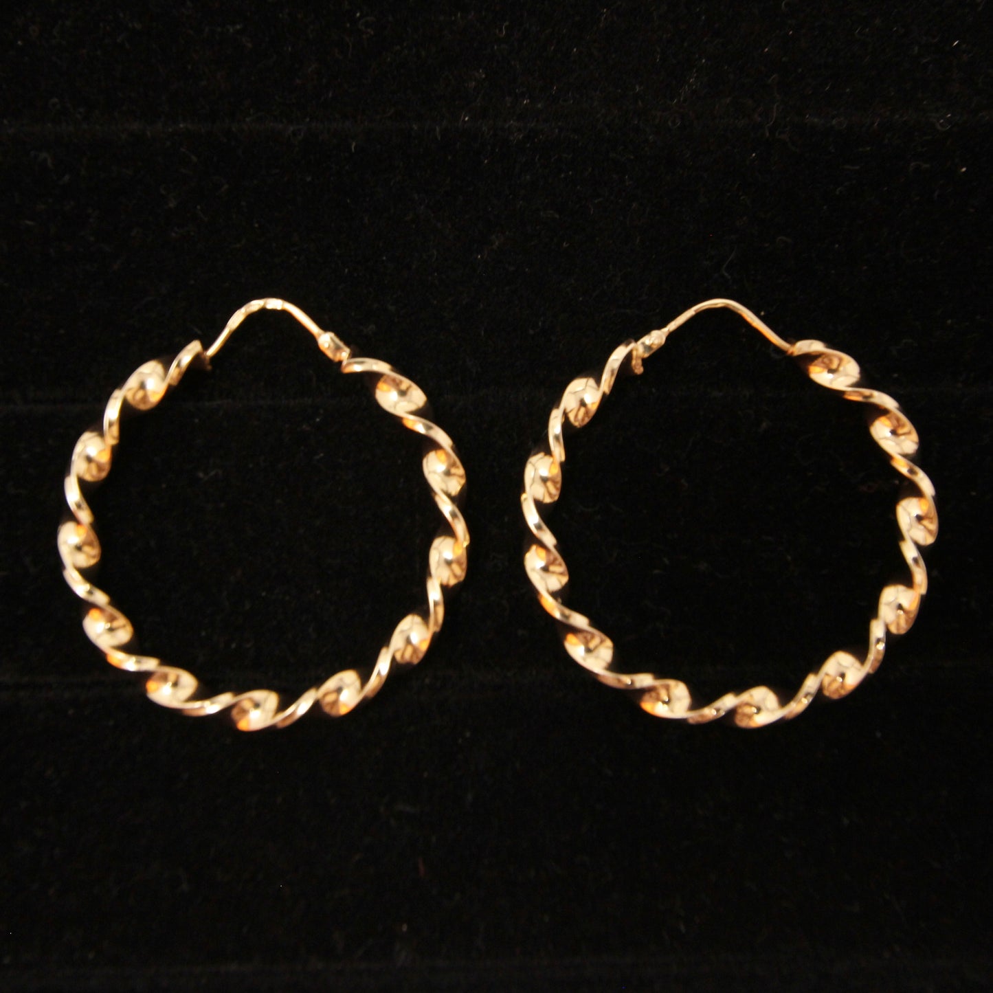 Vintage 1992 Hallmarked Solid 9ct 9k Gold Large Creole Gypsy Twisted Hoop Earrings 3.3g