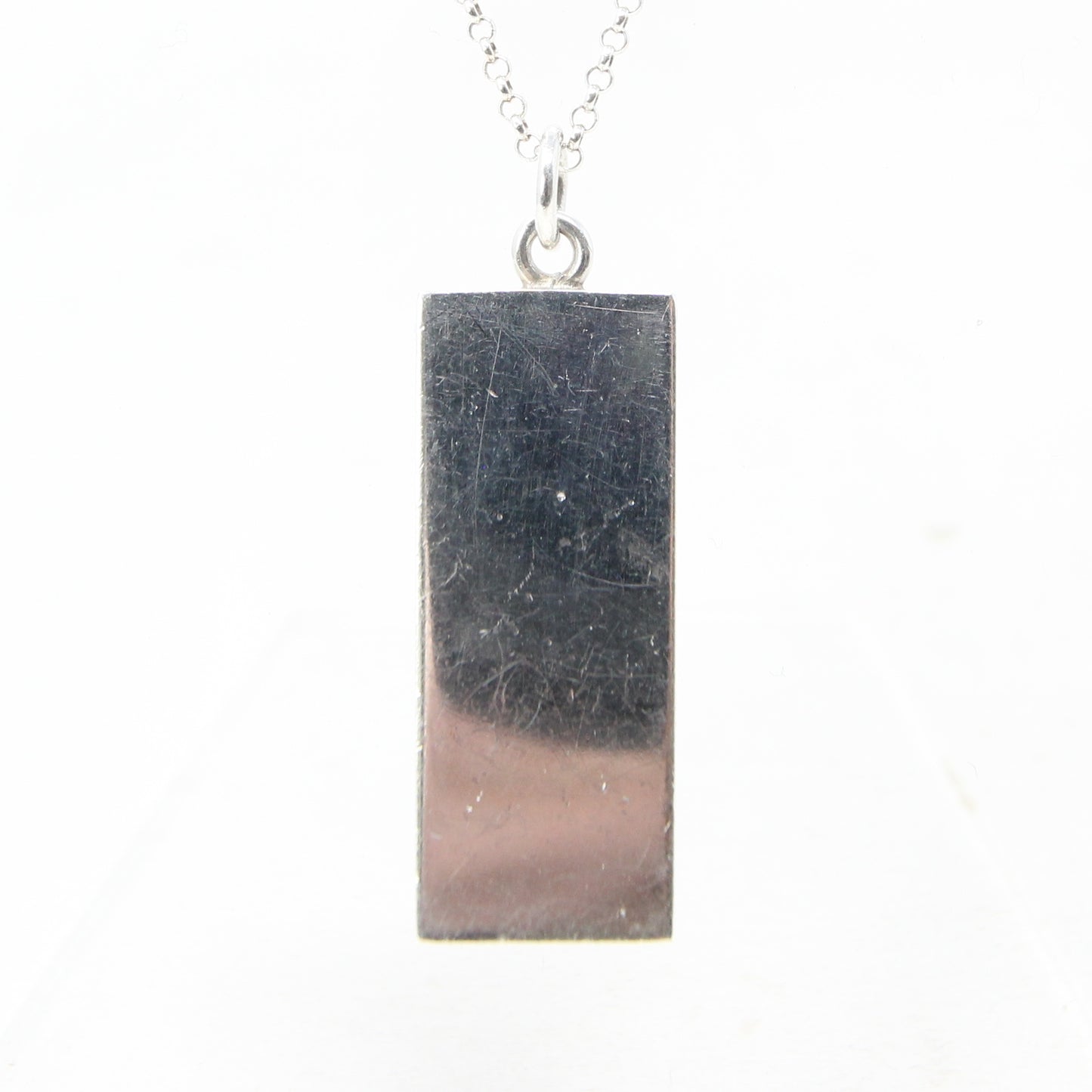 Vintage 1977 Birmingham Hallmarked Solid Sterling Silver Ingot Bar Pendant 14.6g 4