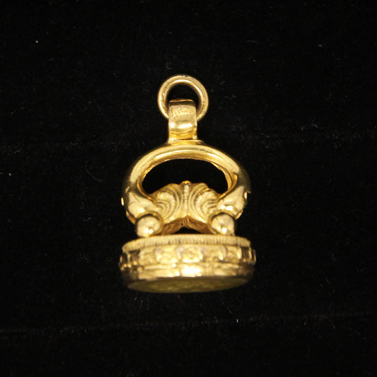 Antique Georgian Victorian Masonic Gold Pinchbeck Engraved Intaglio Wax Seal Watch Fob Pendant