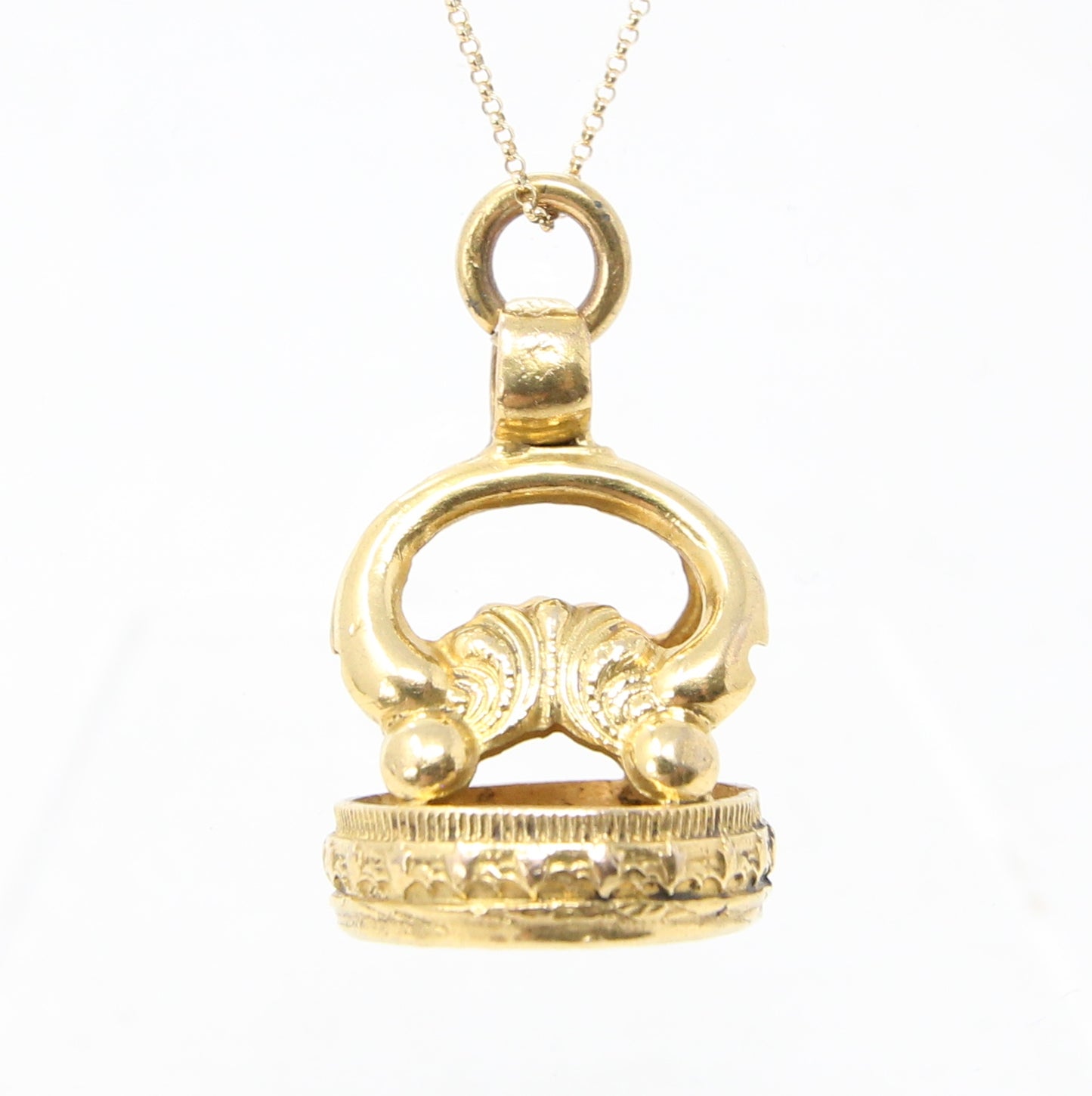 Antique Georgian Victorian Masonic Gold Pinchbeck Engraved Intaglio Wax Seal Watch Fob Pendant