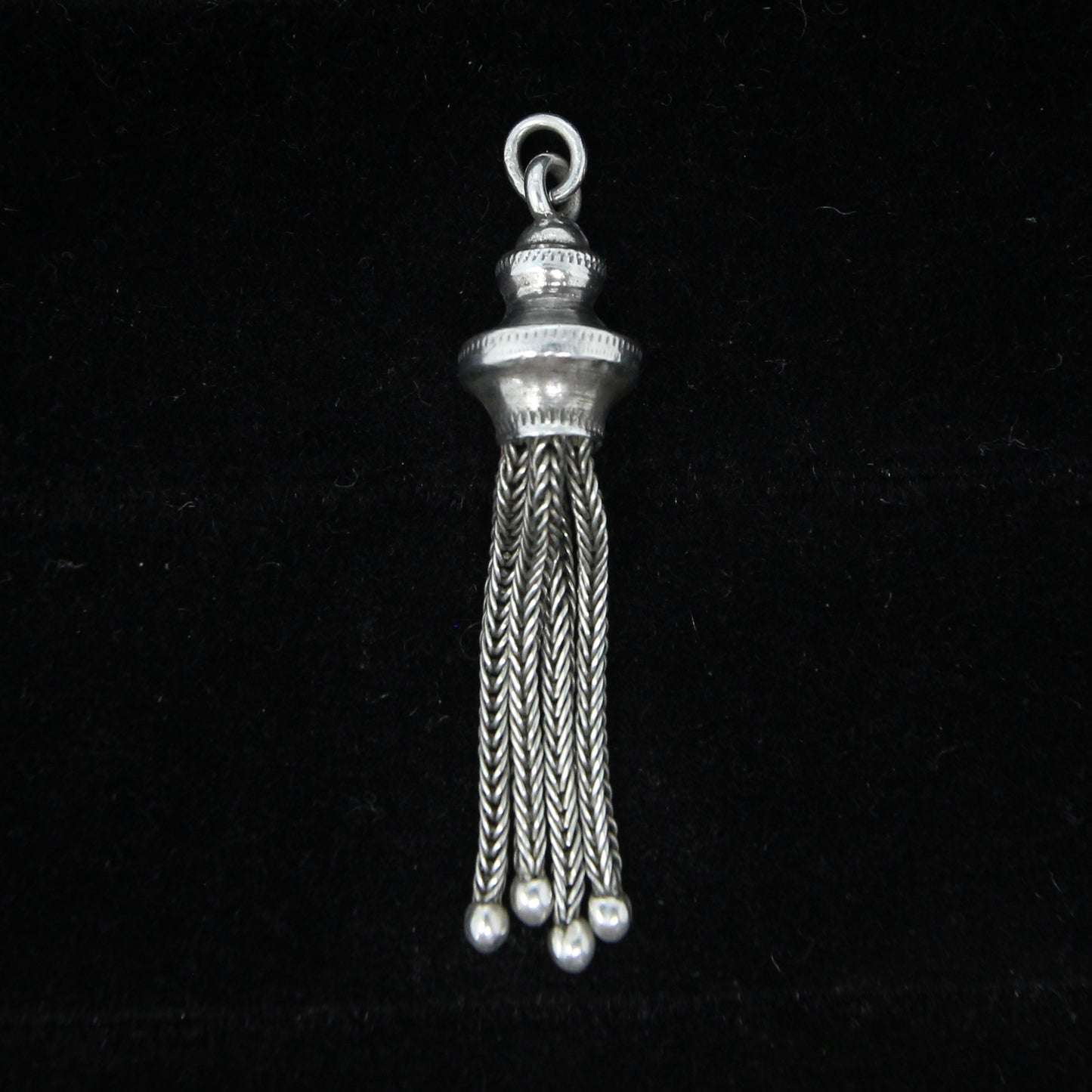 Antique Victorian Solid Silver Articulated Foxtail Chain Tassel Fob Pendant for Necklace