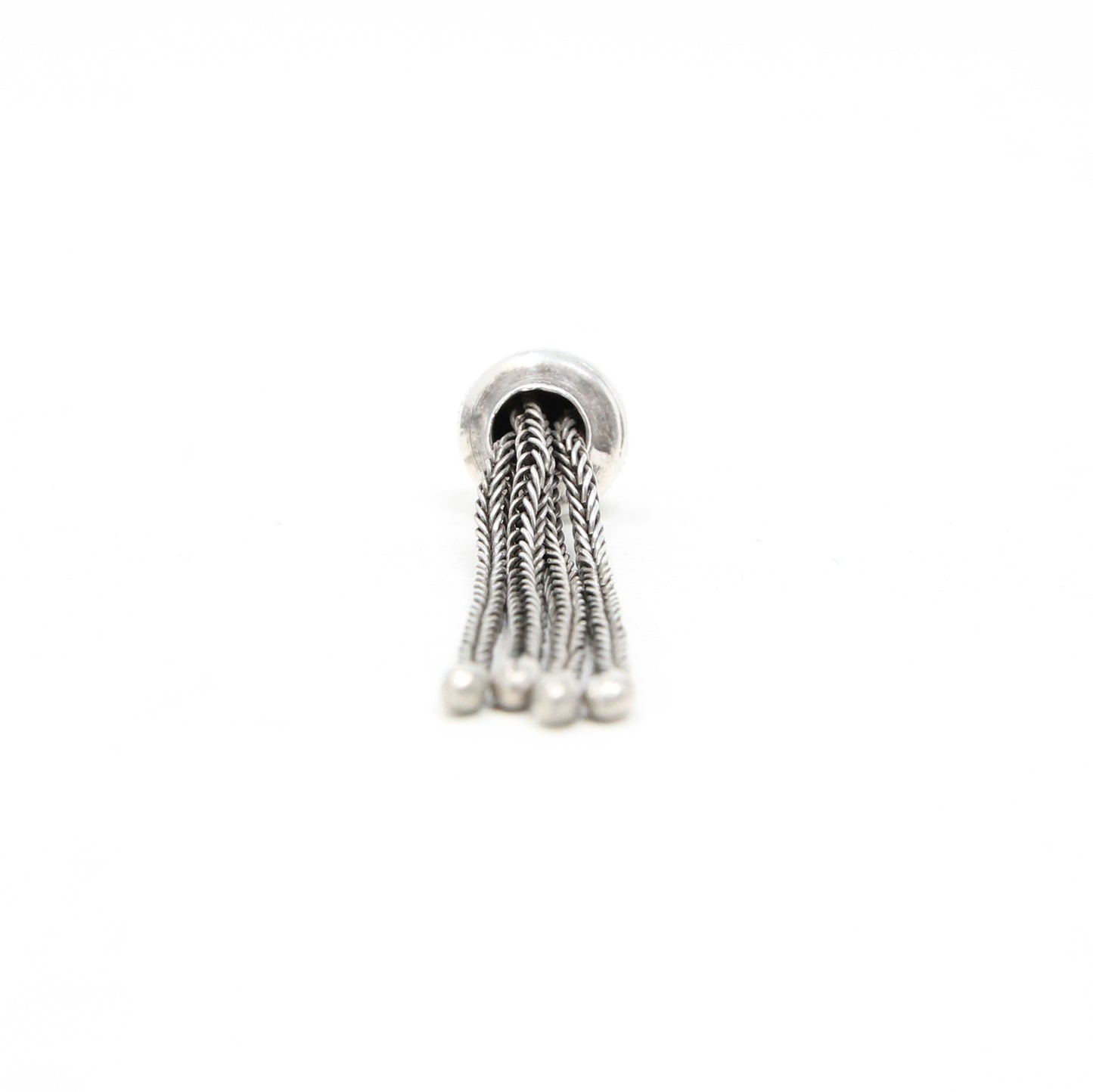 Antique Victorian Solid Silver Articulated Foxtail Chain Tassel Fob Pendant for Necklace