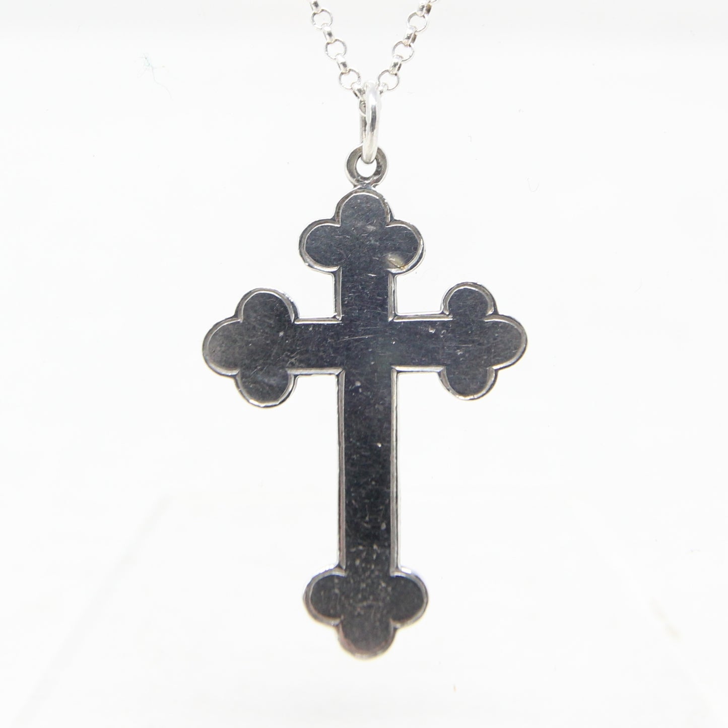 Antique 1912 Hallmarked Solid Sterling Silver Large Cross Pendant for Neclace Chain