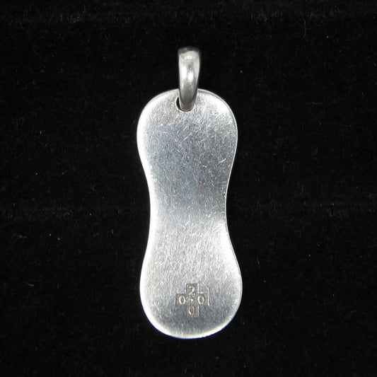 Vintage 2000 Edinburgh Hallmarked Solid Sterling Silver Millenium y2k Wavy Ingot Bar Pendant