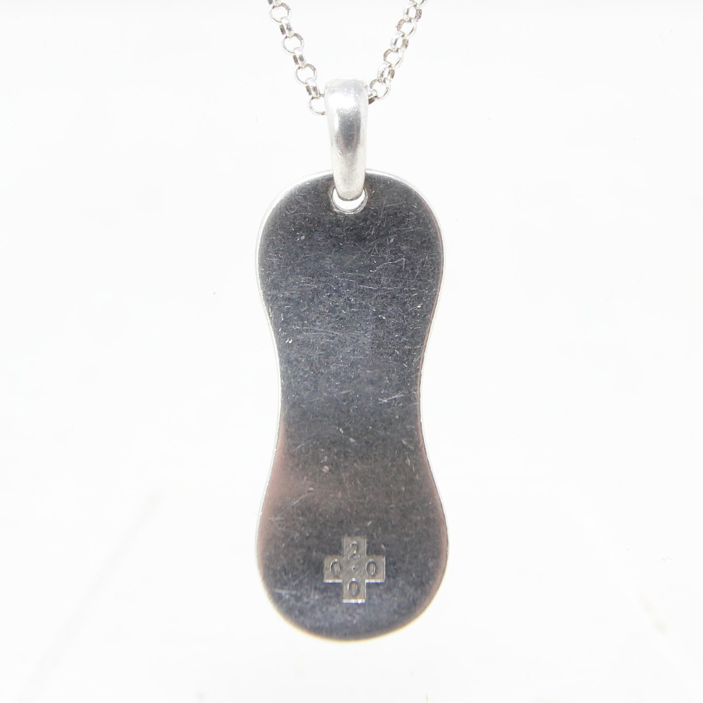 Vintage 2000 Edinburgh Hallmarked Solid Sterling Silver Millenium y2k Wavy Ingot Bar Pendant