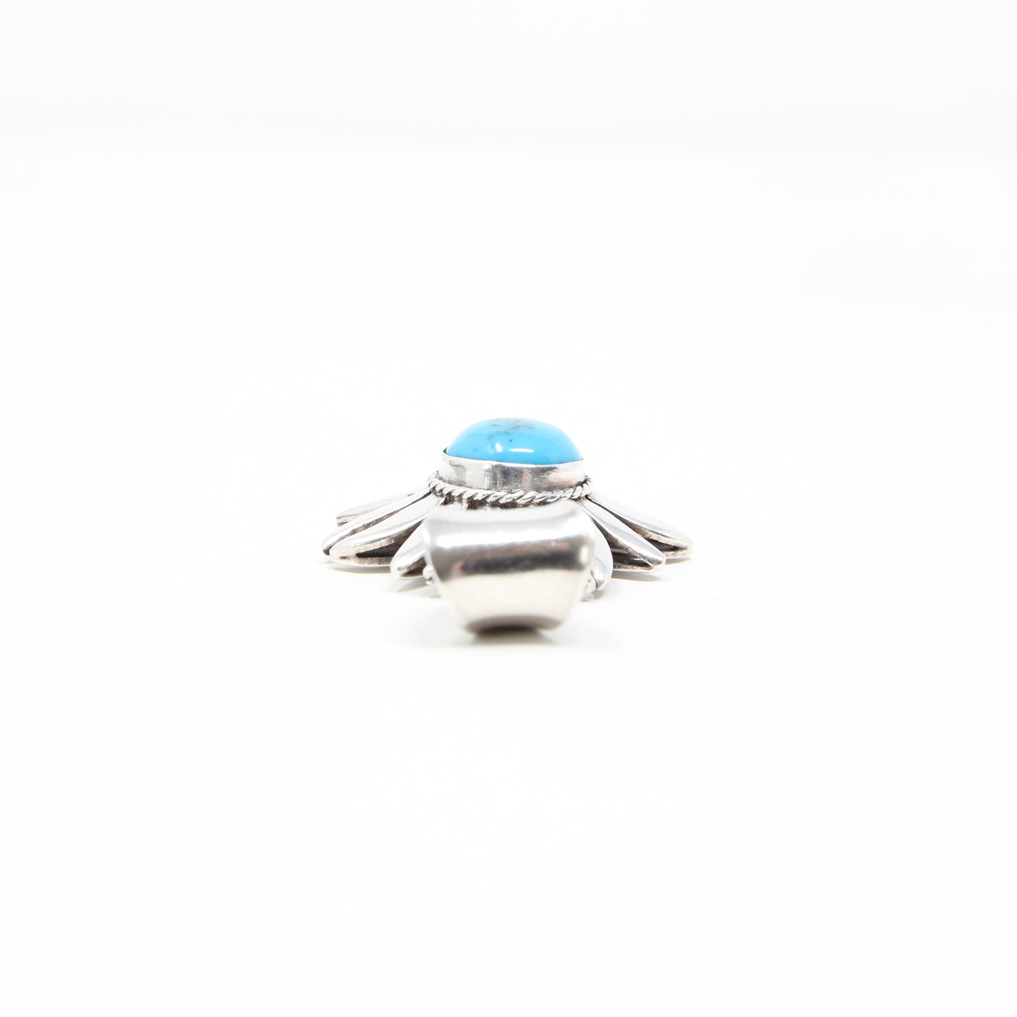 Vintage Hallmarked Large Solid Sterling Silver Turquoise Flower Sun Burst Pendant 14.5g Navajo