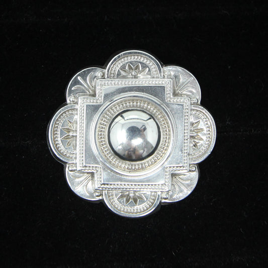 Antique Victorian 1881 Hallmarked Solid Sterling Silver Globe Star Brooch