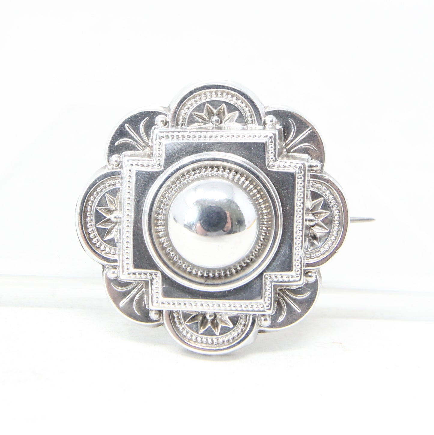 Antique Victorian 1881 Hallmarked Solid Sterling Silver Globe Star Brooch