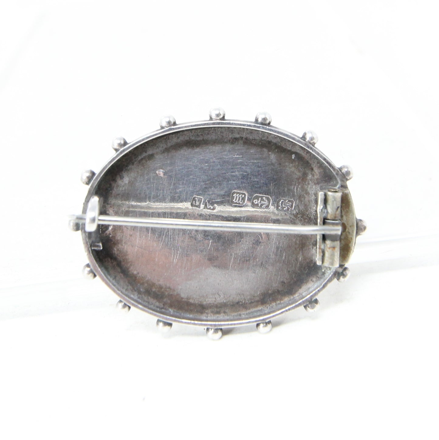 Antique Victorian 1886 Hallmarked Solid Sterling Silver Oval Floral Engraved Brooch Pin