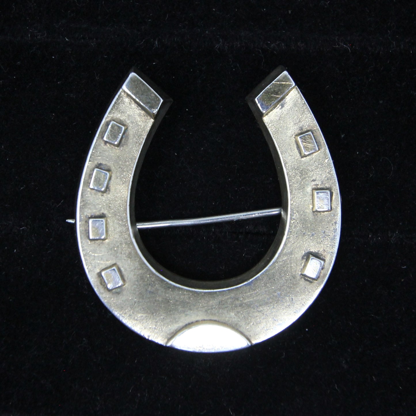 Antique Victorian 1883 Hallmarked Solid Sterling Silver Gold Gilt Large Lucky Horse Shoe Brooch Pin